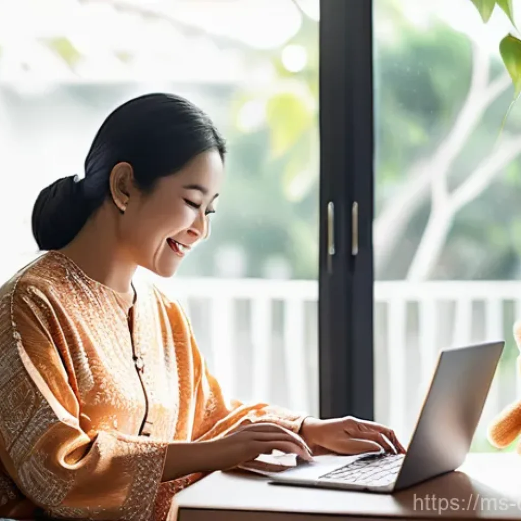 노동시장 분석 - **Prompt:** A warm and inviting scene depicting a Malaysian woman in her late 30s, dressed in comfor...