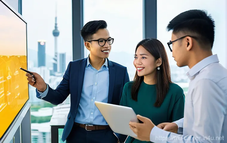 지역별 취업 동향 - **Prompt 1: Digital Innovation in Kuala Lumpur's Co-Working Space**
    "A group of four diverse you...