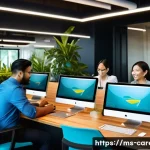 기업문화 맞춤형 진로 탐색 - A modern Malaysian office environment showing a diverse group of professionals collaborating in an o...